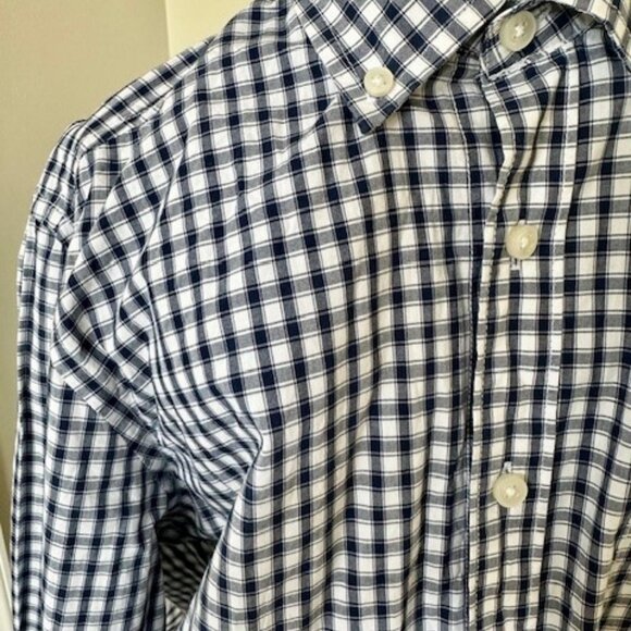 NWOT CLUB ROOM MEN BUTTON DOWN DRESS SHIRT NAVY WHITE CHECK SIZE SMALL $60 - Picture 7 of 11